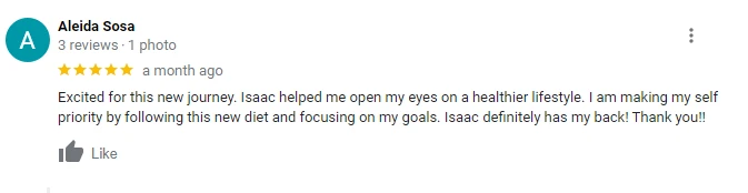 Patient review shared on the Nuestro Nutrition website